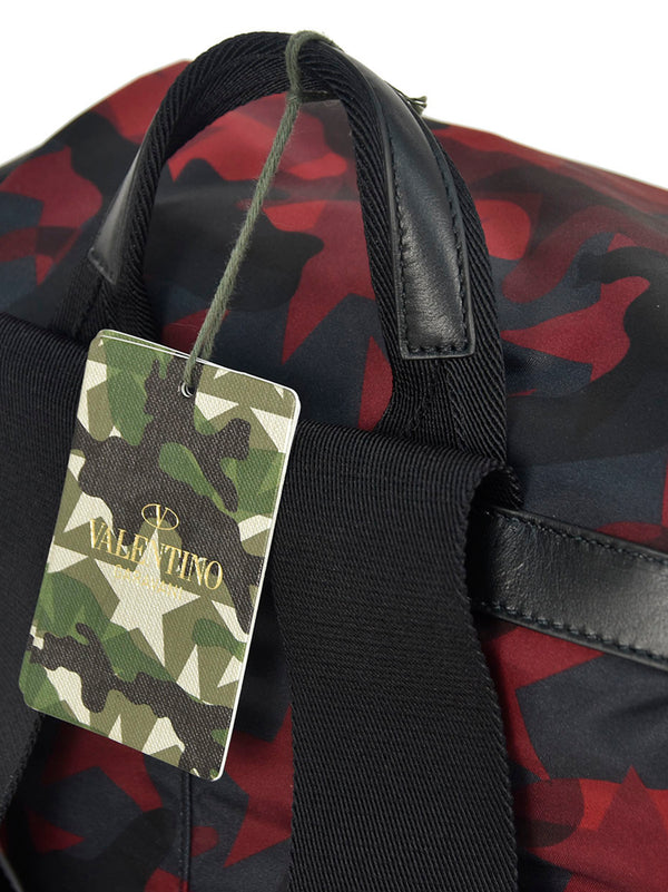 VALENTINO Red Camouflage Men's Backpack Cotton Drawstring Mod.LY0B0521NCHU37