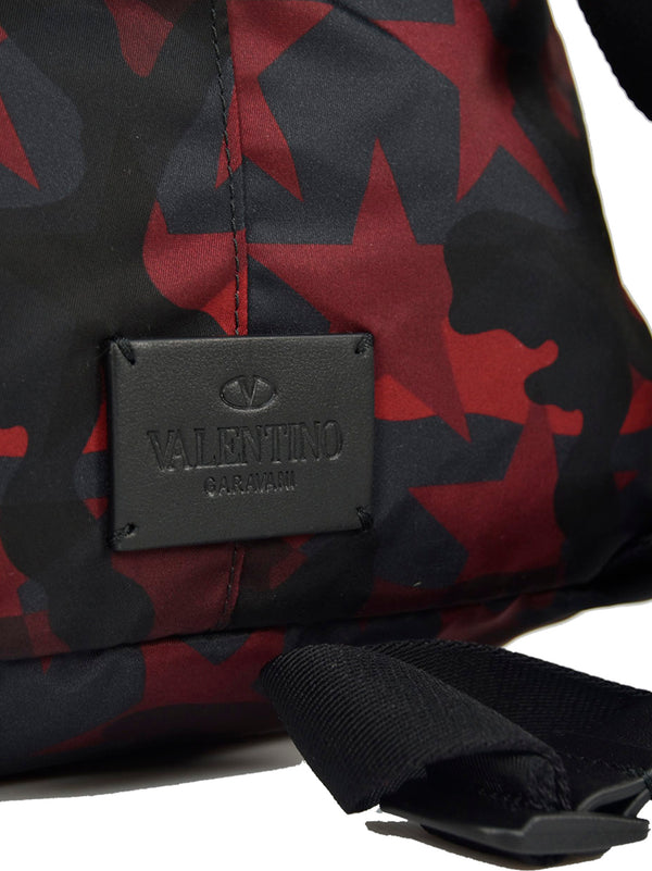 VALENTINO Red Camouflage Men's Backpack Cotton Drawstring Mod.LY0B0521NCHU37