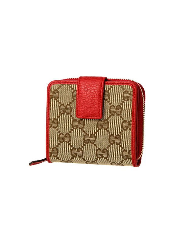 Gucci Red Women's Wallet Original GG Fabric and Leather Mod. 346056 KY9LG 8606