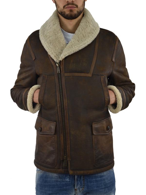 Dsquared2 Long Brown Sheepskin Coat for Men Mod.S74AA0044SX7948143