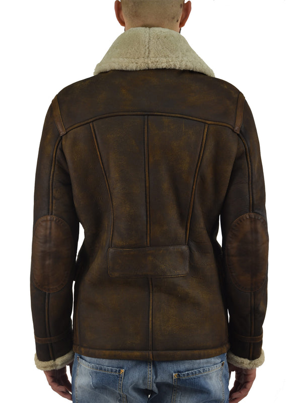 Dsquared2 Long Brown Sheepskin Coat for Men Mod.S74AA0044SX7948143