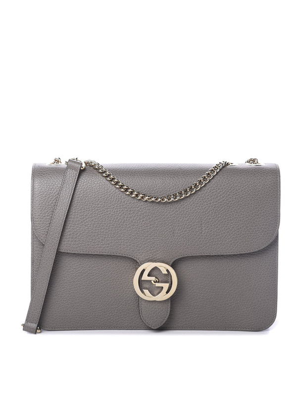 Gucci Borsa Interlocking a Mano Grigia Donna Logo Pelle Dollar Calf Mod. 510303 CAO0G 1226