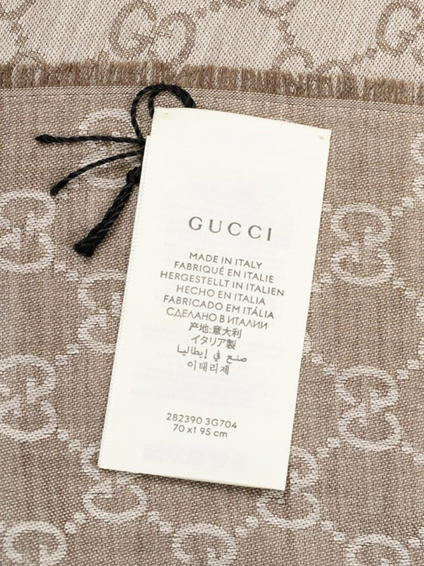 Gucci Unisex Beige Shawl with Logo Wool and Silk Mod. 282390 3G704 1578 