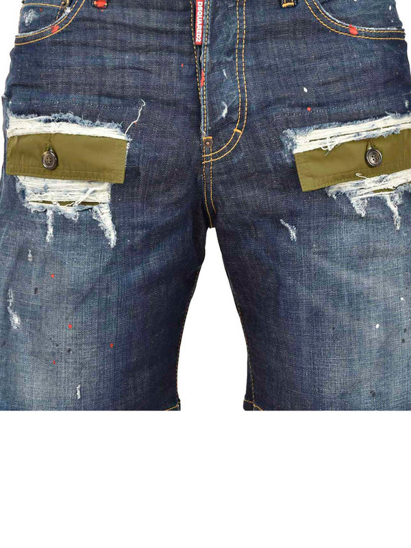 Dsquared2 Shorts di Jeans Blu Uomo Cotone Bottoni Mod.S74MU0463230342470