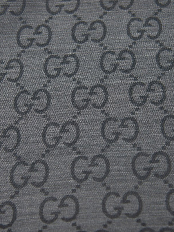 Gucci Unisex Shawl Anthracite and Gray Logo Wool and Silk Mod. 165904 3G646 1100 