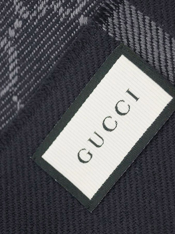 Gucci Unisex Scarf Blue/Grey 100% Wool with Logo Mod. 544619 4G200 4061 