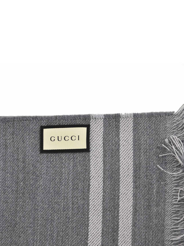 Gucci Unisex Scarf Gray 100% Wool with Logo Mod. 544619 4G200 1263 