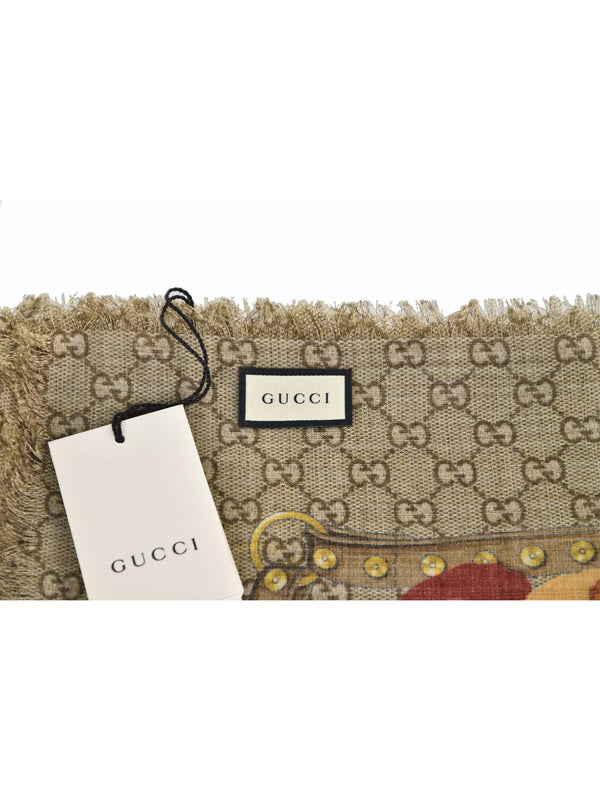 Gucci Unisex Beige Shawl with Logo 100% Wool Mod. 508797 3G200 7179 