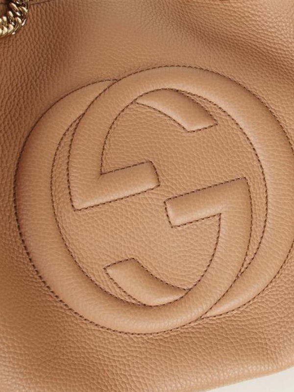 Gucci Soho Beige Women's Handbag Logo Leather Cellarius Mod. 536196 A7M0G 2754 