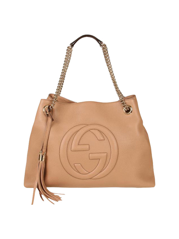 Gucci Soho Beige Women's Handbag Logo Leather Cellarius Mod. 536196 A7M0G 2754 