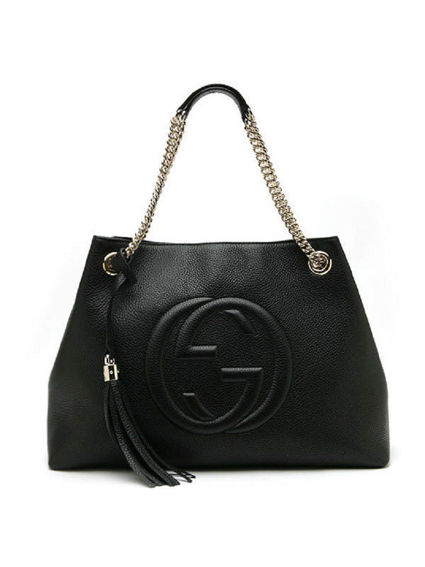 Gucci Soho Handbag Black Women Logo Leather Cellarius Mod. 536196 A7M0G 1000 