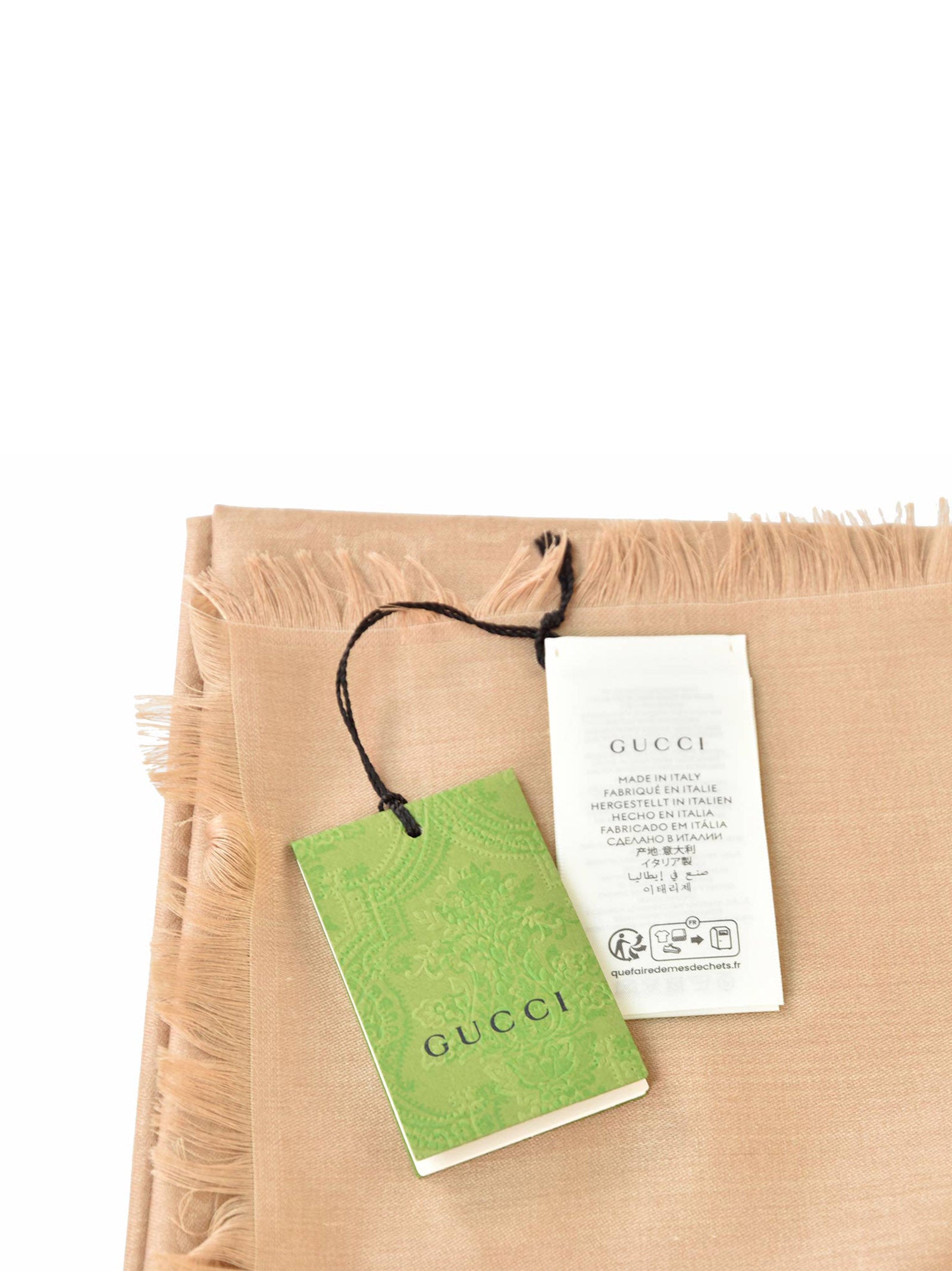 Gucci Unisex Beige Shawl with Logo Wool and Silk Mod. 387563 3G646 9700 