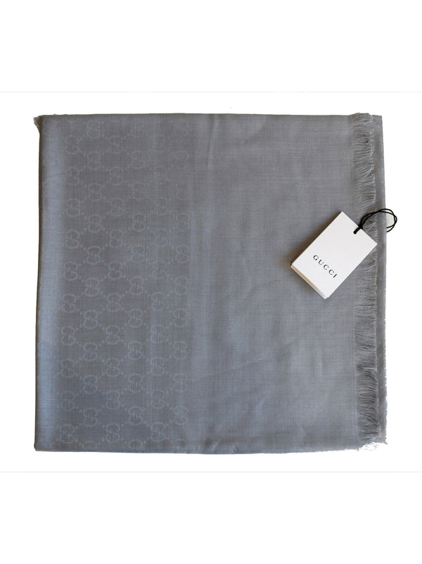 Gucci Unisex Gray Shawl with Logo Wool and Silk Mod. 387563 3G646 1700 