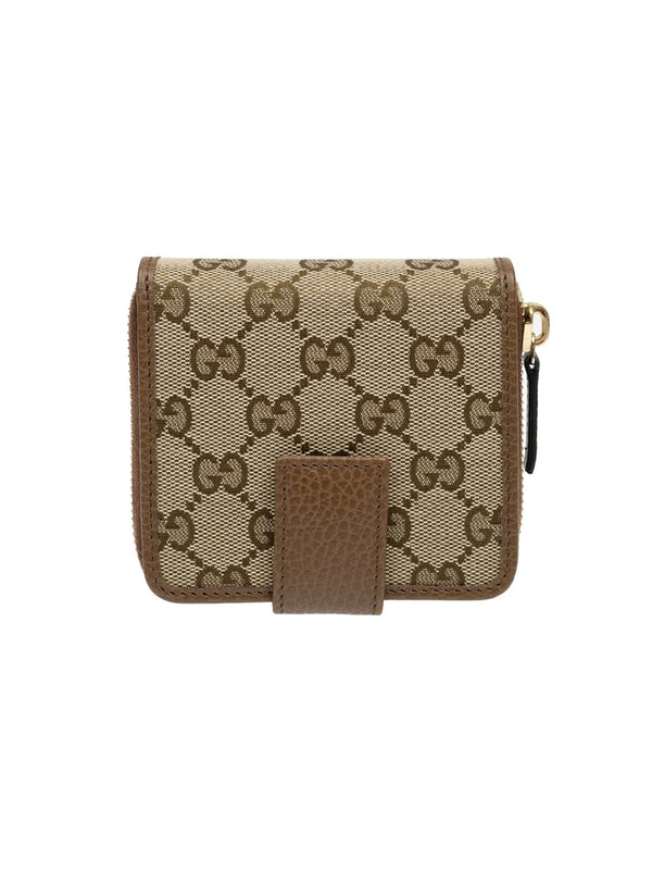 Gucci Brown Wallet Women Original GG Fabric and Leather Mod. 346056 KY9LG 8610