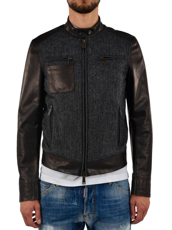 Dsquared2 Giubbotto in Pelle Marrone Uomo Mod. S74AM0383S41830860