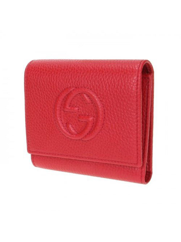 Gucci Soho Wallet Red Woman Logo Leather Cellarius Mod. 598207 A7M0G 003 6523 