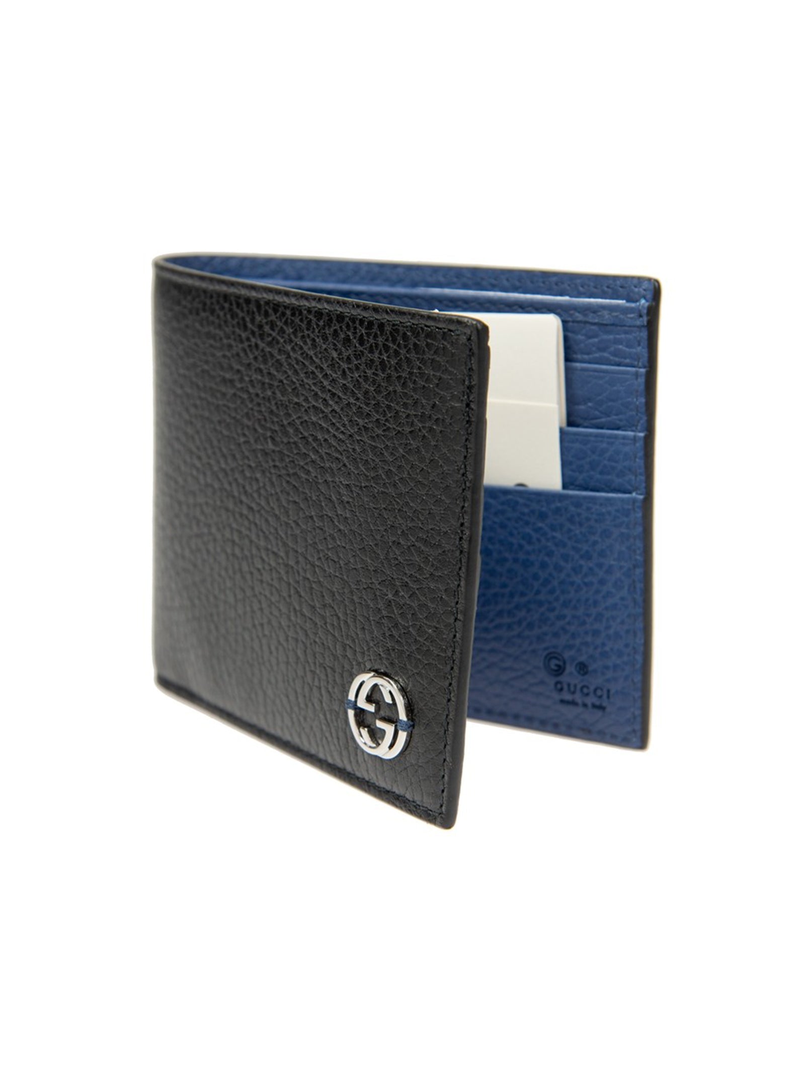 Gucci Portafogli Bifold Nero e Blu Uomo Pelle Dollar Calf Mod