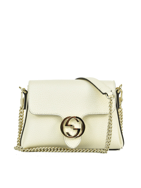 Gucci Borsa Interlocking a Mano Bianca Donna Logo Pelle Dollar Calf Mod. 607720 CAO0G 9522