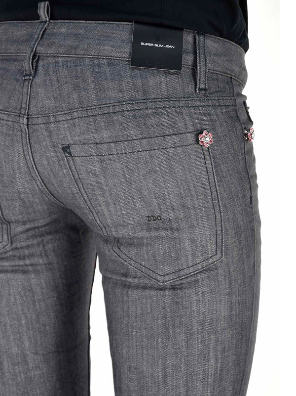 Dsquared2 Super Slim Jean Grigio Donna Cotone Bottoni Mod.S75LA0421S30260093