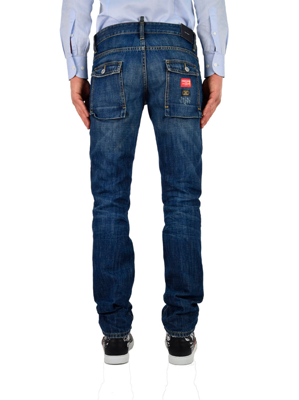 Dsquared2 Slim Jean Blu Uomo Cotone Bottoni Mod.S74LA0490S30281470