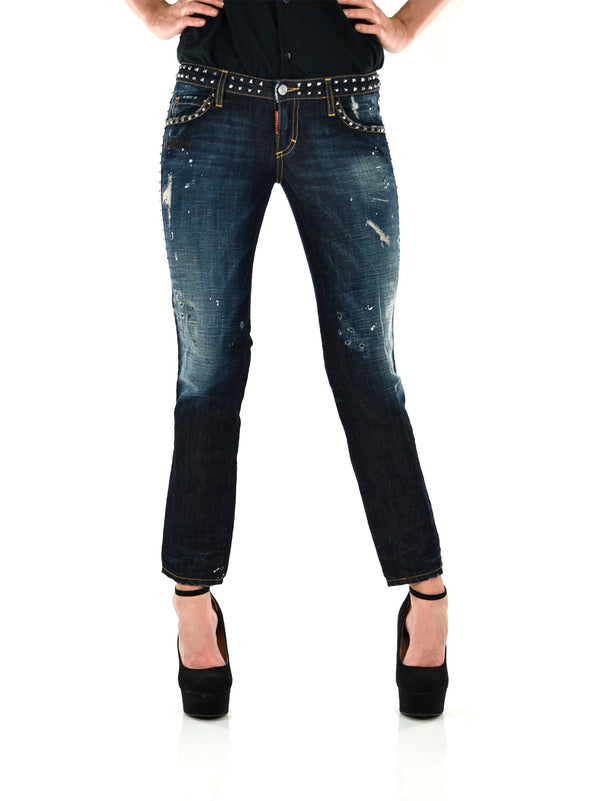 Dsquared2 Slim Cropped Jean Blu Donna Cotone Cerniera Mod.S75LA0314S30295089