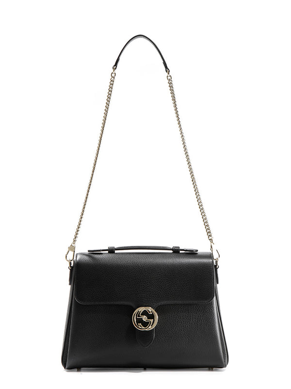 Gucci Borsa Interlocking a Mano Nera Donna Logo Pelle Dollar Calf Mod. 510306 CAO0G 1000