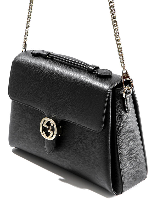 Gucci Borsa Interlocking a Mano Nera Donna Logo Pelle Dollar Calf Mod. 510306 CAO0G 1000