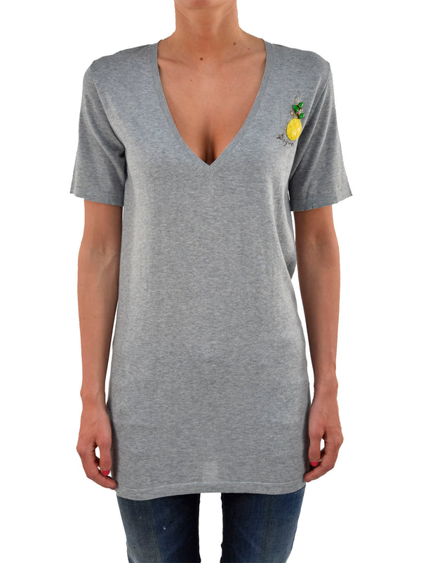 Dsquared2 Long Gray T-Shirt Women Cotton Logo Mod.S72HA0369S14270091