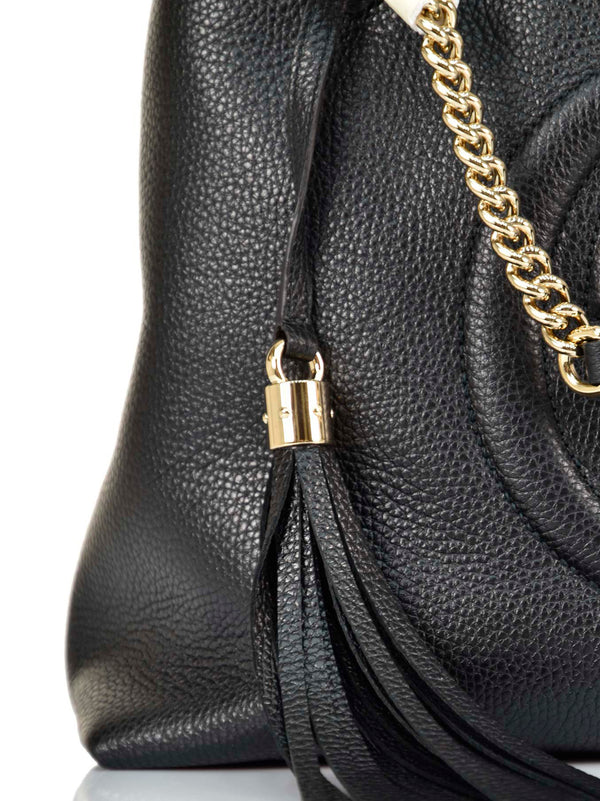 Gucci Soho Handbag Black Women Logo Leather Cellarius Mod. 536196 A7M0G 1000 