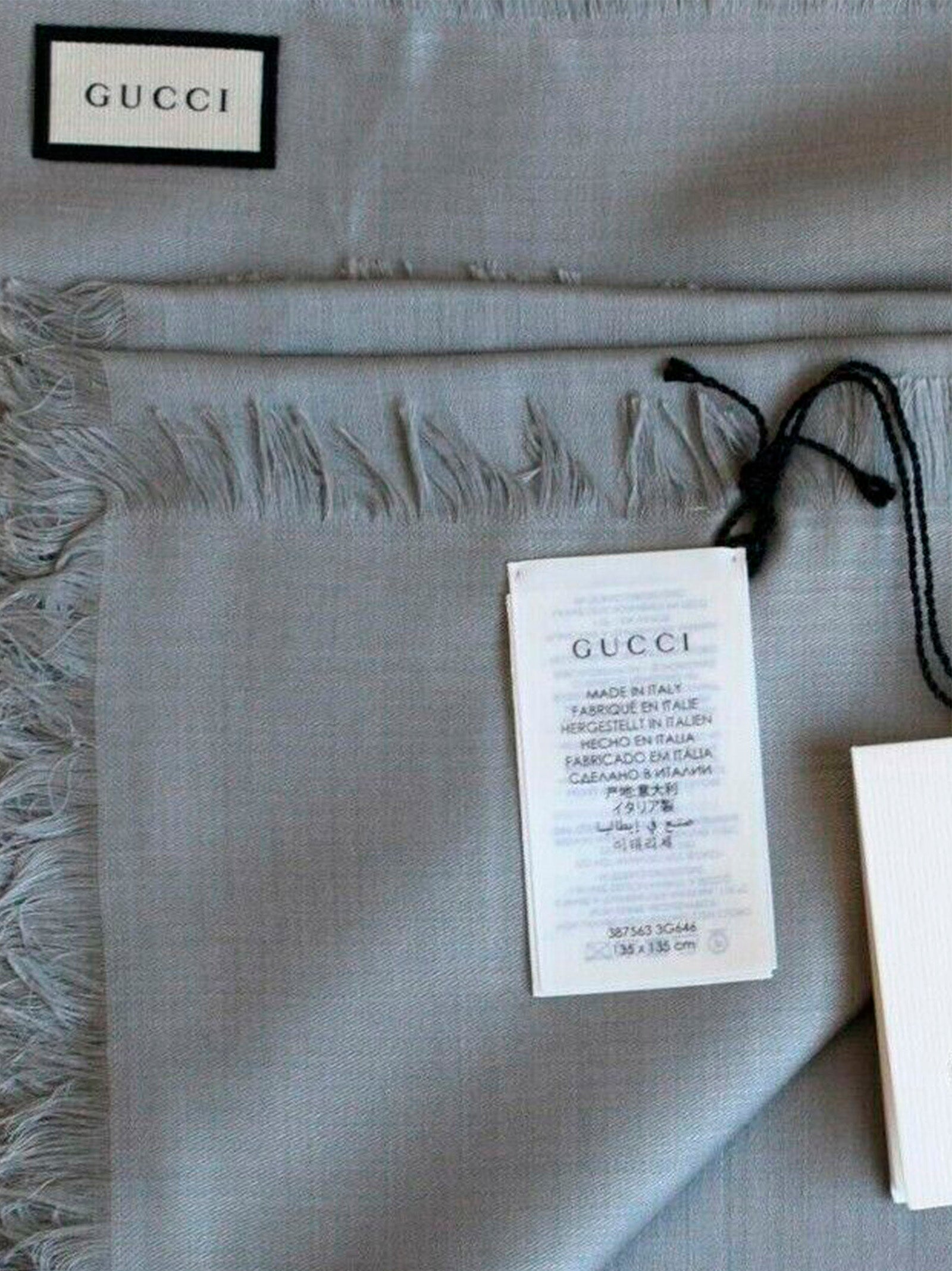 Gucci Unisex Gray Shawl with Logo Wool and Silk Mod. 387563 3G646 1700 