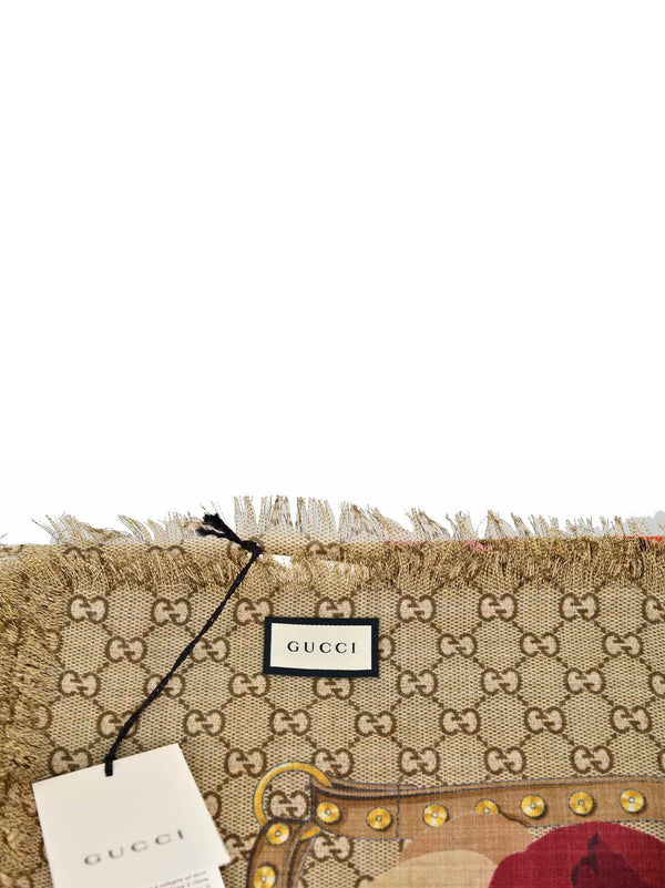 Gucci Unisex Beige Shawl with Logo 100% Wool Mod. 508797 3G200 5179 