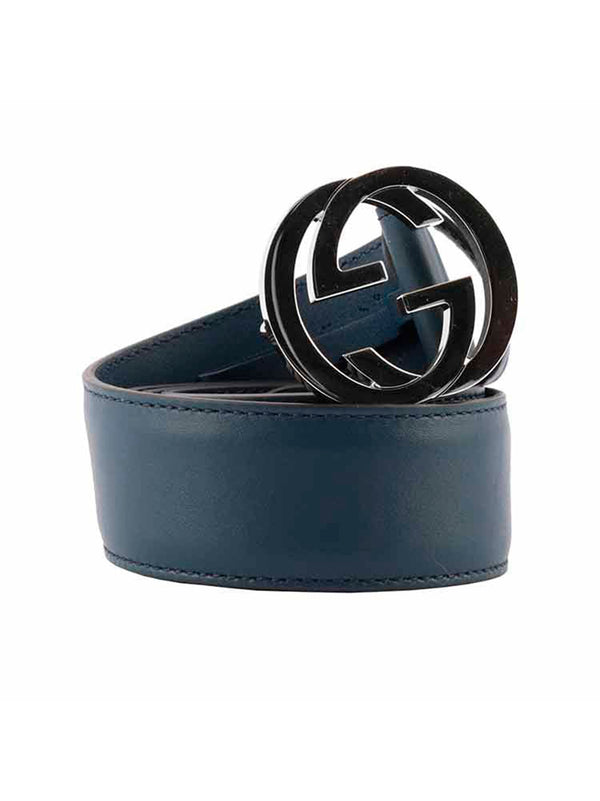 Gucci Blue Belt Women's Leather Moon Mod. 546386 AP00G 4134 