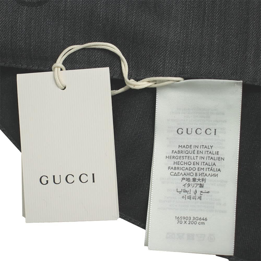 Gucci Unisex Shawl Anthracite Logo Wool and Silk Mod. 165903 3G646 1100 