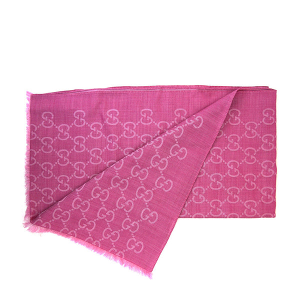 Gucci Pink Unisex Shawl with Logo Wool and Silk Mod. 165904 3G646 5872 