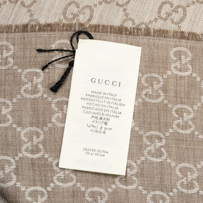 Gucci Unisex Beige Shawl with Logo Wool and Silk Mod. 282390 3G704 1578 
