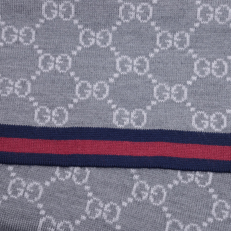 Gucci Gray Unisex Scarf with Logo 100% Wool Mod. 325806 3G206 1263 