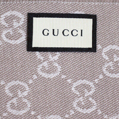 Gucci Scialle Unisex Beige/Bianco Logato 100% Lana Mod. 344994 4G200 9279