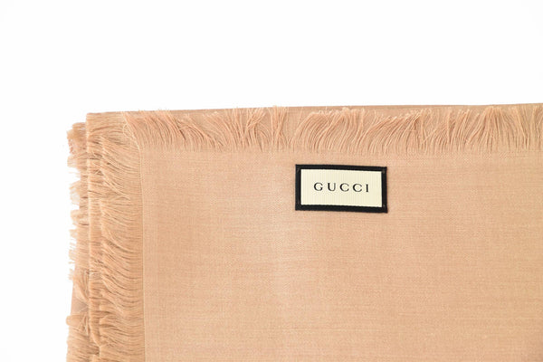 Gucci Unisex Beige Shawl with Logo Wool and Silk Mod. 387563 3G646 9700 