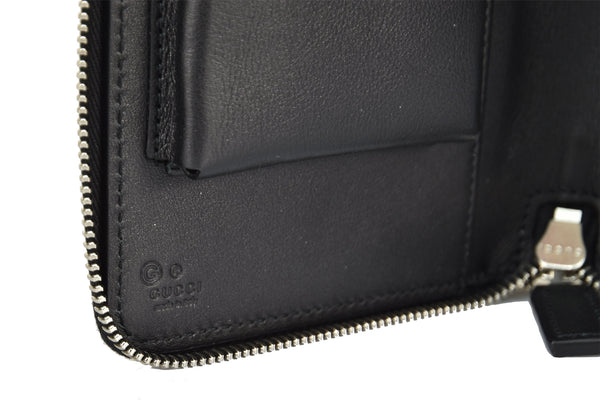 Gucci Wallet Black Men's Leather Microguccissima Zippers Mod. 449246 BMJ1N 1000 