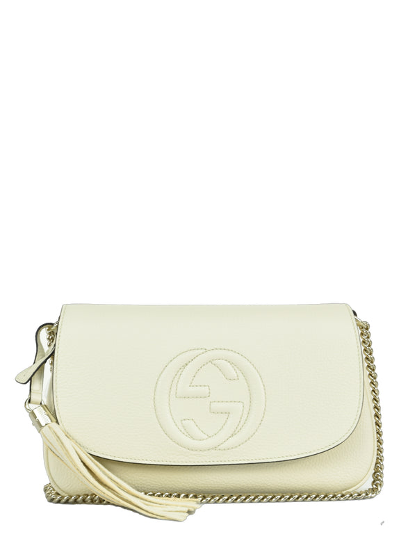 Gucci Soho White Women's Handbag Logo Leather Cellarius Mod. 536224 A7M0G 9522 