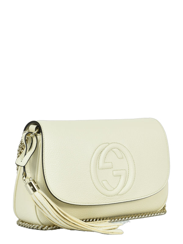 Gucci Soho White Women's Handbag Logo Leather Cellarius Mod. 536224 A7M0G 9522 