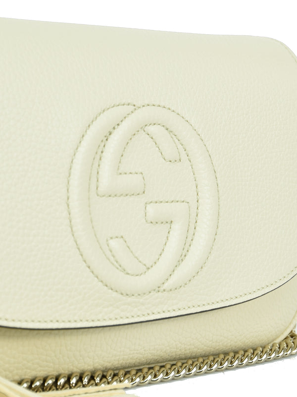 Gucci Soho White Women's Handbag Logo Leather Cellarius Mod. 536224 A7M0G 9522 