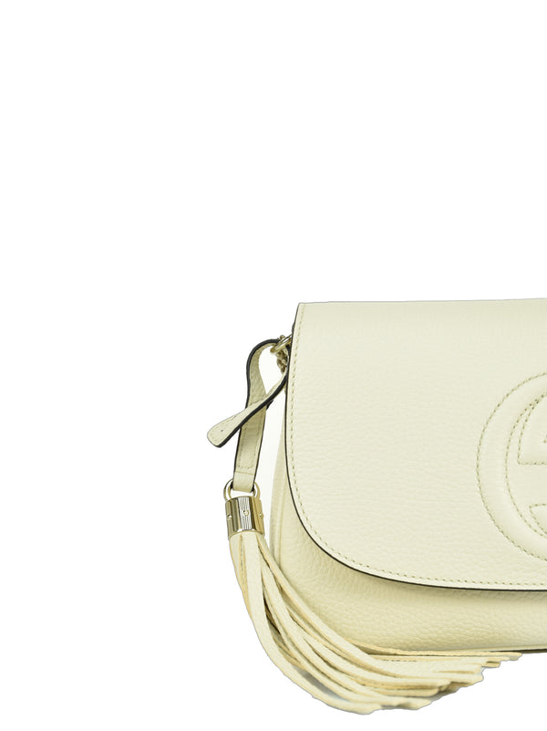 Gucci Soho White Women's Handbag Logo Leather Cellarius Mod. 536224 A7M0G 9522 