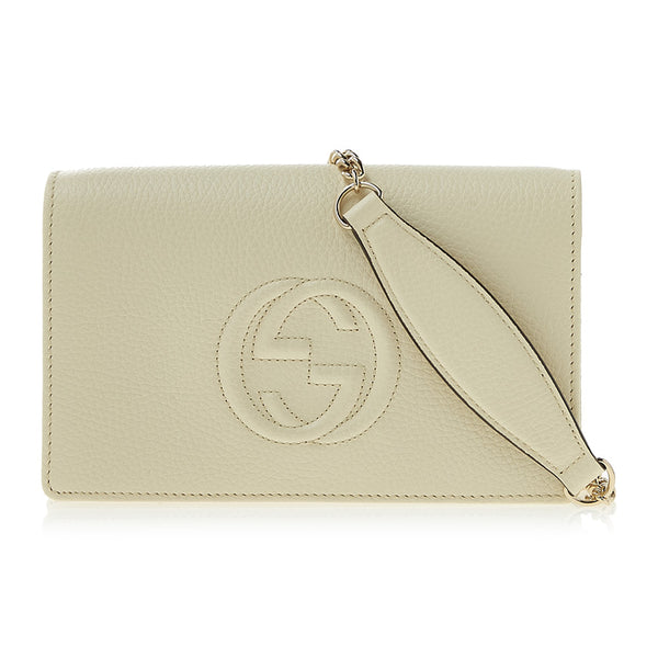 Gucci Soho Handbag White Women's Leather Cellarius Mod. 598211 A7M0G 9522 