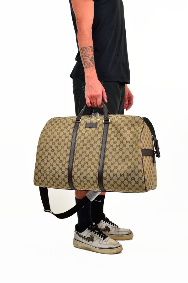 Gucci Beige Duffle Bag Man Original GG Fabric Mod. 610105 KY9KN 9886 