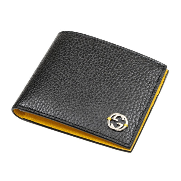 Gucci Bifold Wallet Black and Yellow Men's Leather Dollar Calf Mod. 610464 CAO2N 1041 