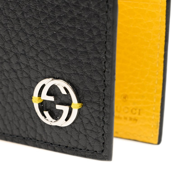 Gucci Bifold Wallet Black and Yellow Men's Leather Dollar Calf Mod. 610464 CAO2N 1041 
