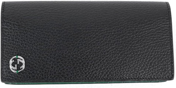 Gucci Black and Green Men's Wallet Leather Dollar Calf Mod. 610467 CAO2N 1080 