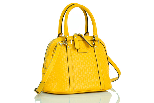 Gucci Yellow Women's Handbag Leather Microguccissima Mod. 449654 BMJ1G 7124 