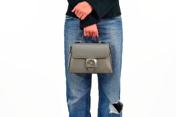 Gucci Gray Women's Handbag Logo Leather Dollar Calf Mod. 510302 CAO0G 1226 